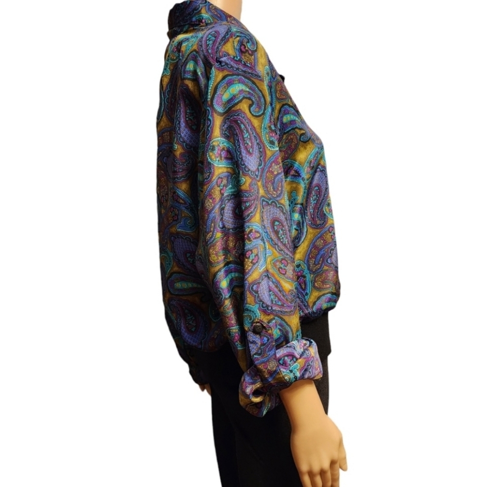 Vintage Paisley Blouse Size L - Picture 3 of 11
